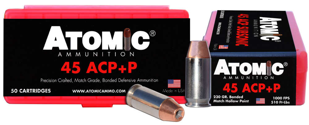 Ammunition Atomic Ammunition 511 ft lbs 45ACP ATOMIC 00433 45ACP+P     230 BONDED MATCH HP 50/10